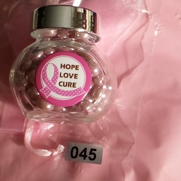 Breast Cancer Awareness Pink Beads 1.05 oz Keepsake Bottle Jar - Picture 8 of 10